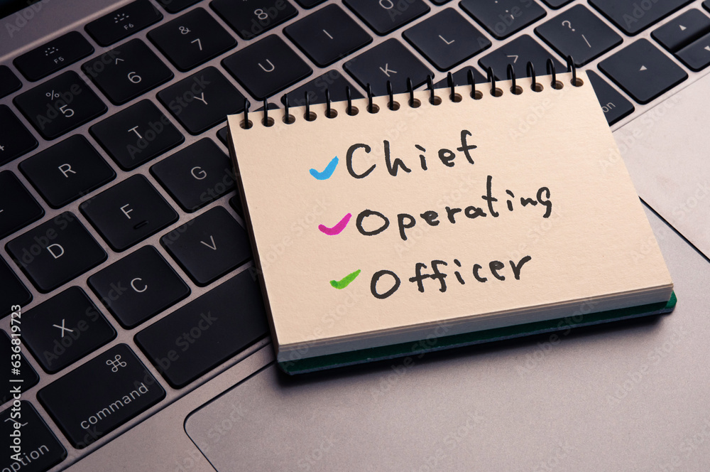 There is notebook with the word Chief Operating Officer. It is as an eye-catching image. There is notebook with the word Chief Operating Officer. It is as an eye-catching image.