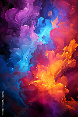 Vibrant neon retro flames. AI generative © SANGHYUN