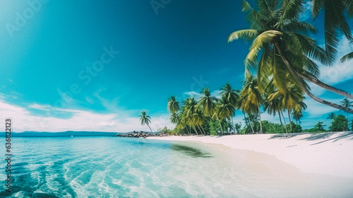 Tropical beach and palm trees  The Maldives  Indian Ocean