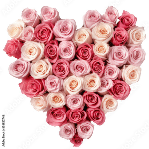 Heart-shaped bouquet of roses isolated on white