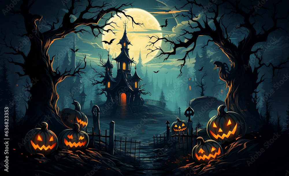 Spooky Haunted House Halloween Background