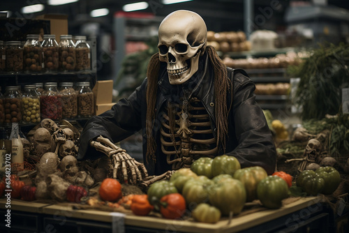 Spooky skeleton steals the show at Halloween market sale