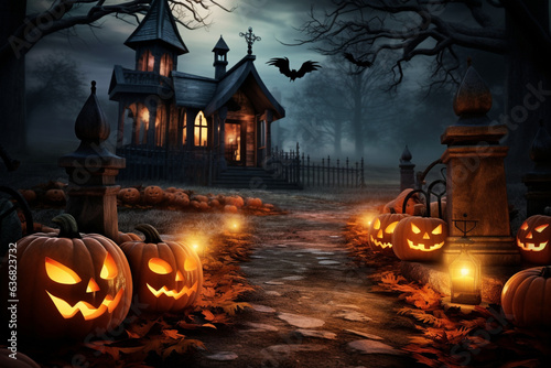 Ghost pumpkin Halloween background.