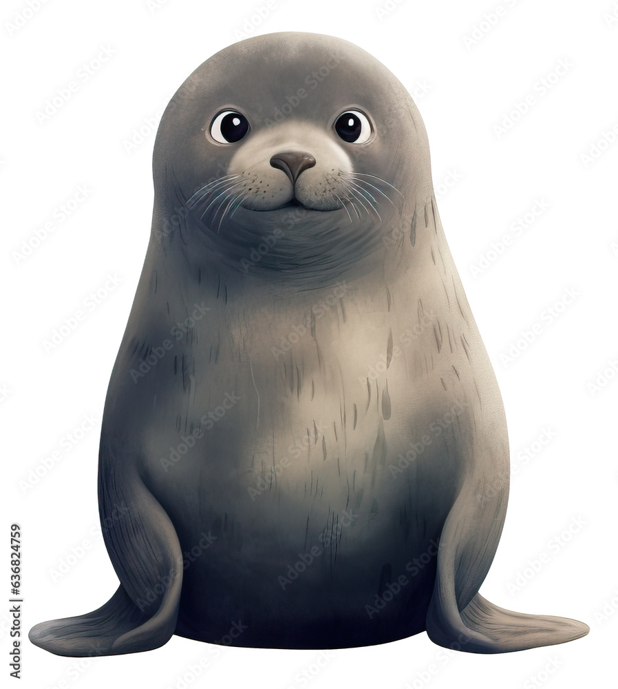 Cute seal cartoon character, Hand drawn watercolor isolated. Cute seal cartoon character, Hand drawn watercolor isolated.