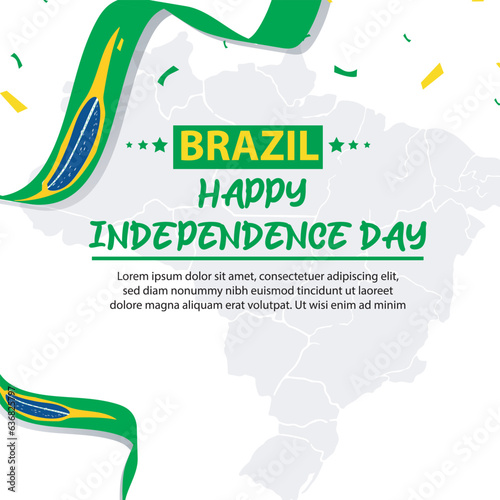 brazil independence day 7 september celebration vector template banner, social media post, flyer or greeting card with yellow green theme and flag. vector illustration