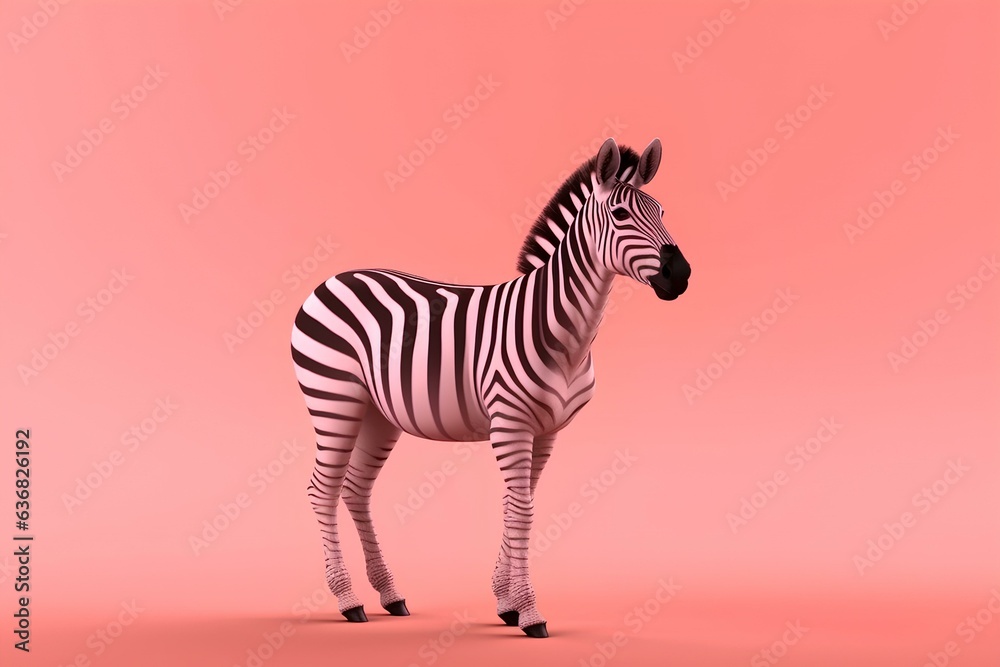 Fototapeta premium zebra on a coral background made by midjeorney