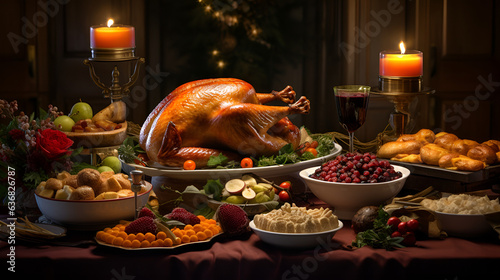 A delicious feast ready for Thanksgiving or Christmas generative ai 