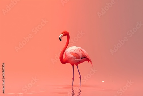 flamingo in the water on a coral background made by midjeorney