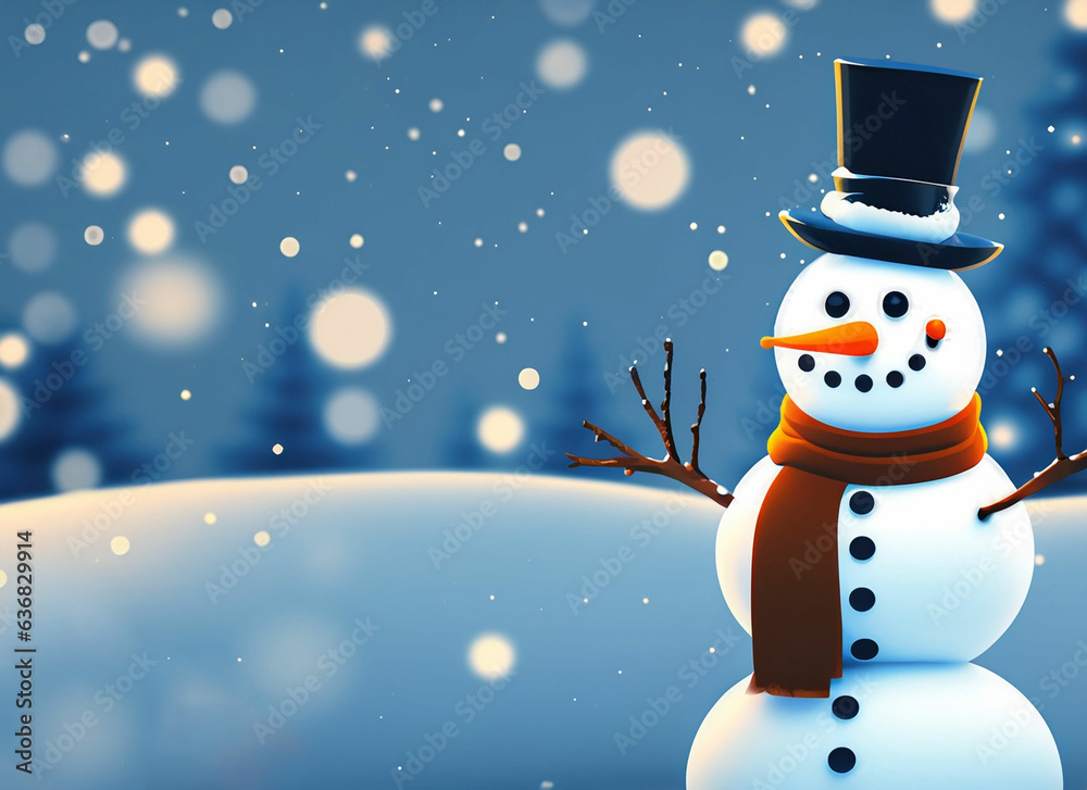 Snowman on the winter background