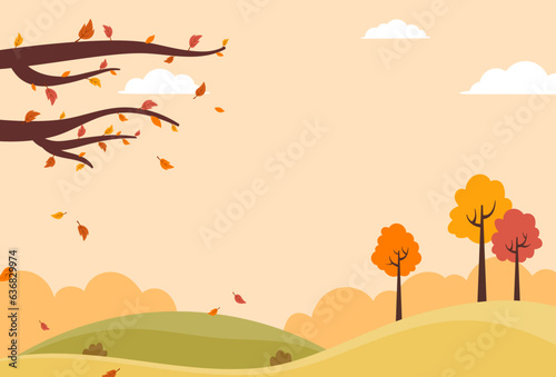 Illustration of natural autumn landscape background