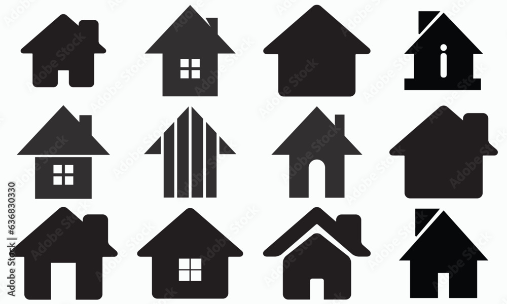 Houses icons set. Real estate.