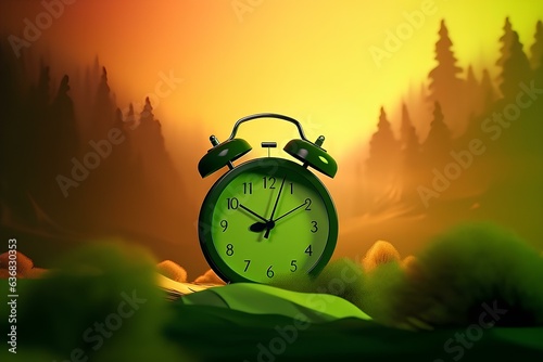 alarm clock on grass made by midjourney