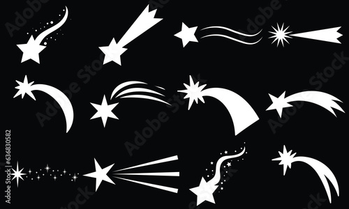 Shooting stars icon vector set. Comet tail or star trail illustration sign collection. Shooting stars vector. EPS 10