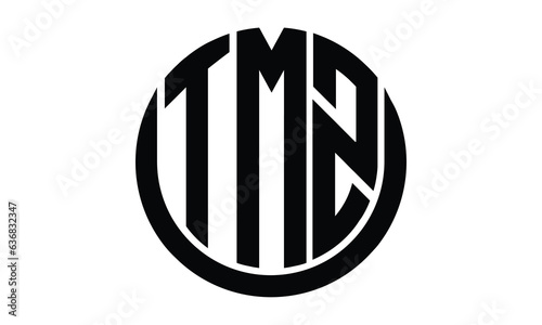 TMZ shield in circle logo design vector template. lettermrk, wordmark, monogram symbol on white background. photo