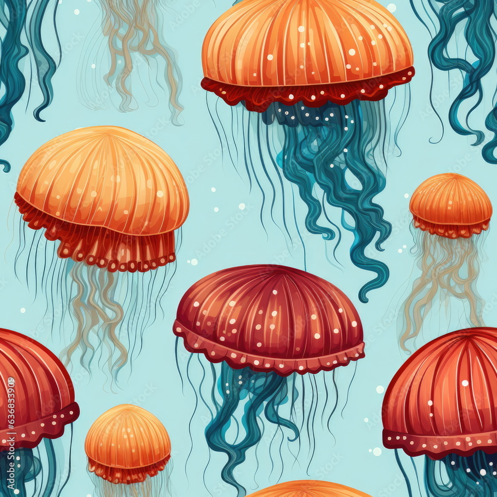 Fototapeta premium Seamless Pattern of Jellyfish