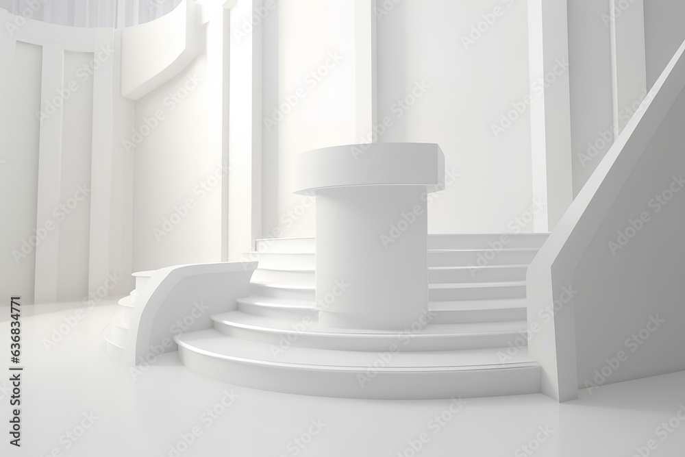 white staircase with columns made by midjeorney