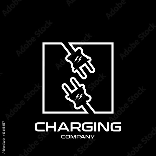 Letter N Electric Plug vector logo template. Technology background. This alphabet is suitable for energy, power, cable, wire, electrical, device, connect.