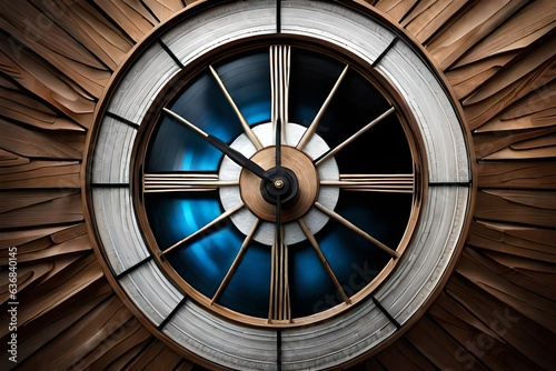 staircase in the old castle wooden clock in dining room wooden clock