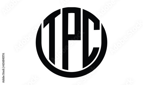 TPC shield in circle logo design vector template. lettermrk, wordmark, monogram symbol on white background.