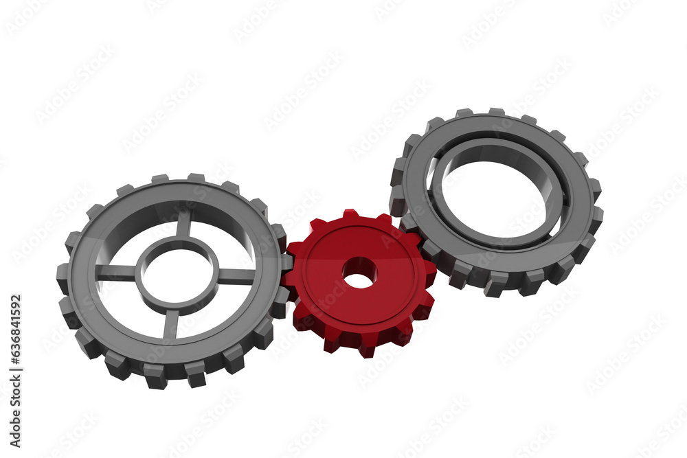 Digital png illustration of three interlocked cogs on transparent background Digital png illustration of three interlocked cogs on transparent background