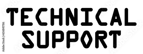 Digital png technical support text in black capital letters on transparent background