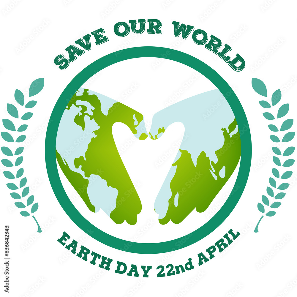 Digital png illustration of save your world text with globe on transparent background Digital png illustration of save your world text with globe on transparent background