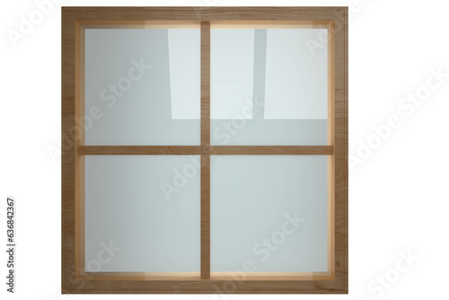 Digital png illustration of window with wooden frame on transparent background