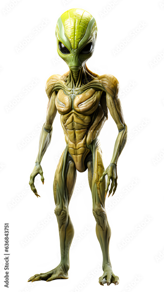 green alien isolated on transparent background ,generative ai green alien isolated on transparent background ,generative ai