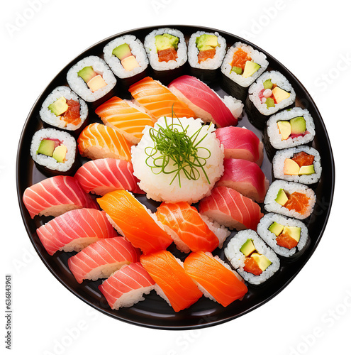 Plate of Sushi isolated on transparent background Remove png, Clipping Path