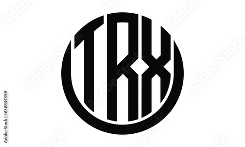 TRX shield in circle logo design vector template. lettermrk, wordmark, monogram symbol on white background.