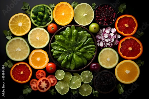 Healthy food background. Vegetables and fruits