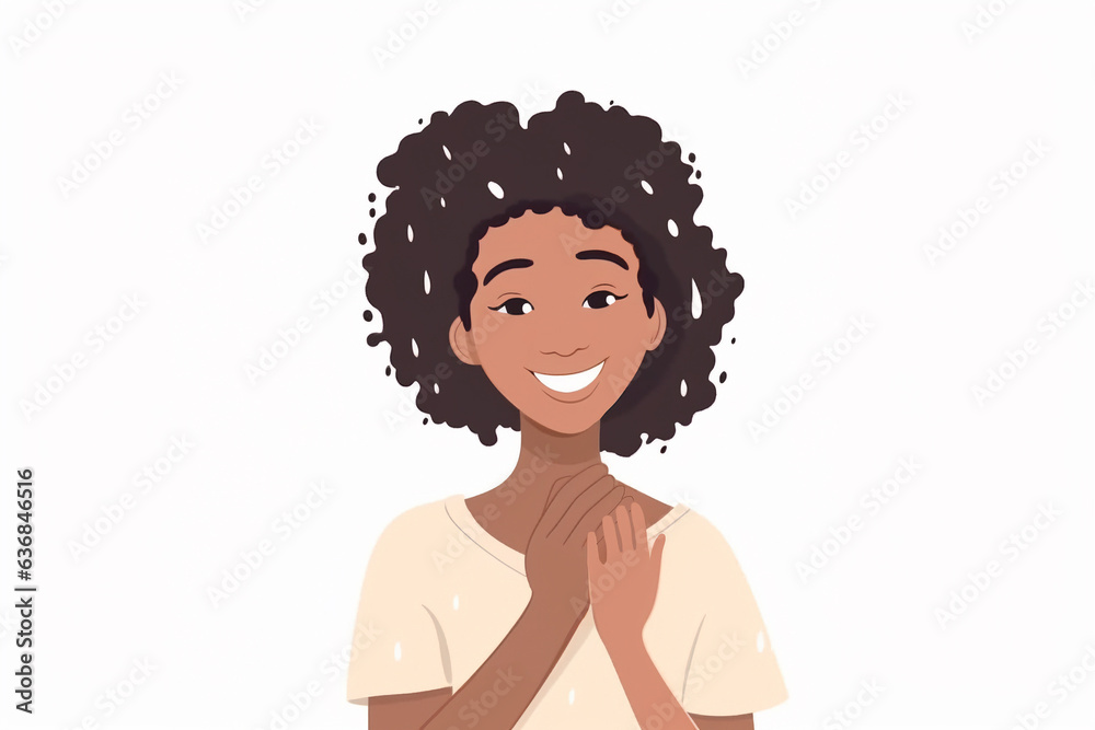 Generative AI. Portrait of a young woman of African. Avatar for a social network. smiling girl Generative AI. Portrait of a young woman of African. Avatar for a social network. smiling girl