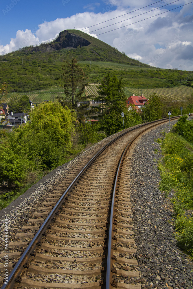 a picturesque regional local railway line passing through the Czech Central Highlands