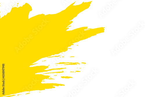 Watercolor splashes from the side of the picture. Art style. Yellow splash on white background.