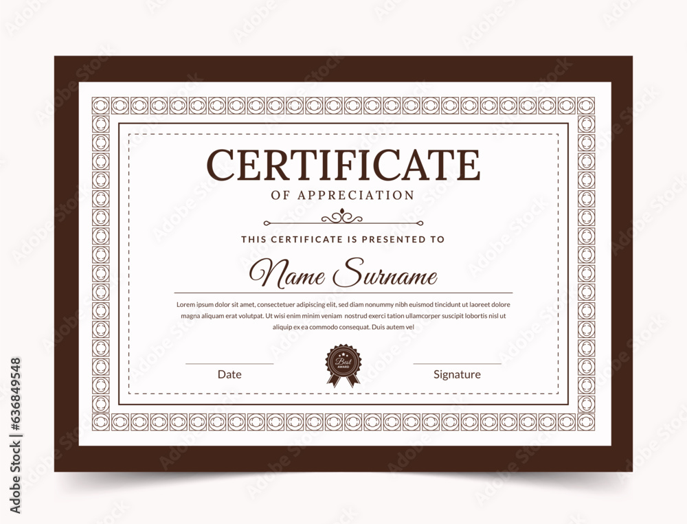 Blue Appreciation & Achievement Certificate Template Design, clean and modern pattern, a4 template Blue Appreciation & Achievement Certificate Template Design, clean and modern pattern, a4 template