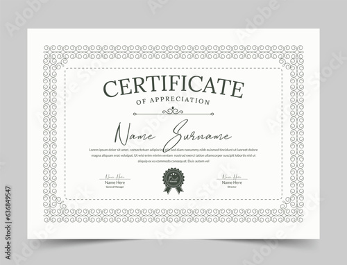 Clean Certificate of Appreciation template. Cool geometric design, certificate of achievement template