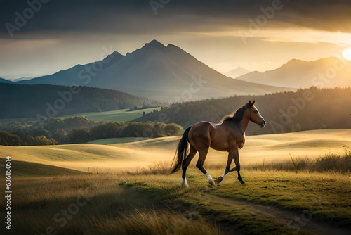 horse at sunset