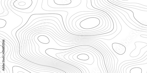 Abstract wavy topographic map. Abstract wavy and curved lines background. Abstract geometric topographic contour map background.	