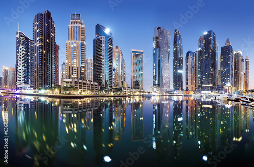 Dubai Marina panorma at night  UAE