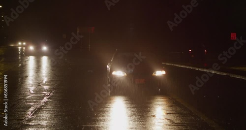 Cars driving in the rain at night 6