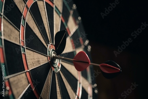 Achievement in hitting bullseye with darts. Generative AI