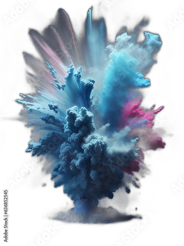 abstract powder splatted background. blue powder explosion on transparent background