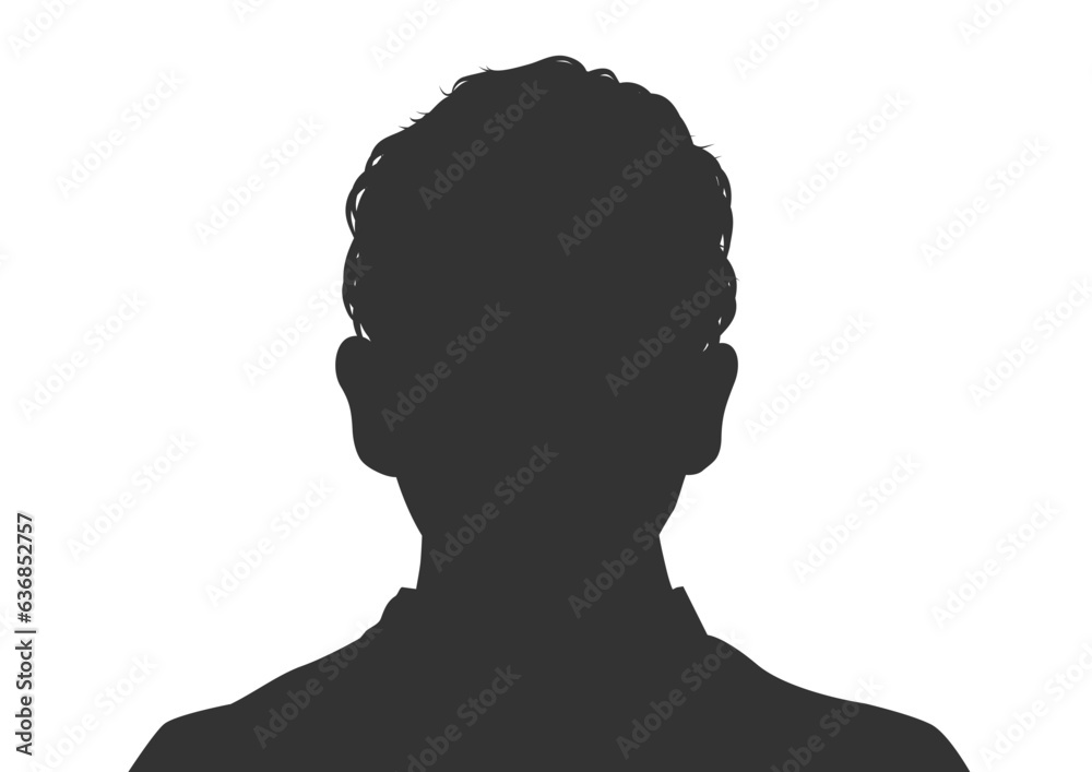 男性の顔写真 証明写真のシルエット 上半身 顔アップ バストアップのイラスト