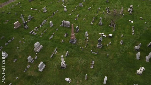 Aerial view of a cemetary