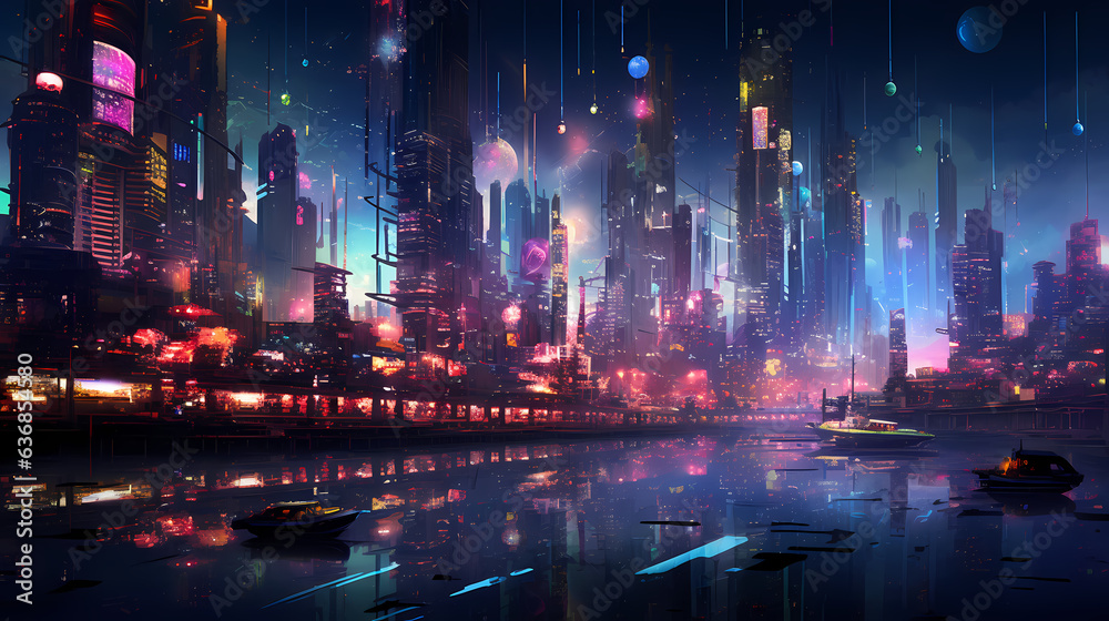 Fototapeta premium As night engulfs the digital realm