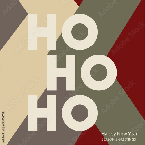 Christmas Card Template. Trendy Modern Merry Christmas Background. Winter Holiday Design. Hohoho Background in Modern Fashion Style. Vector EPS 10