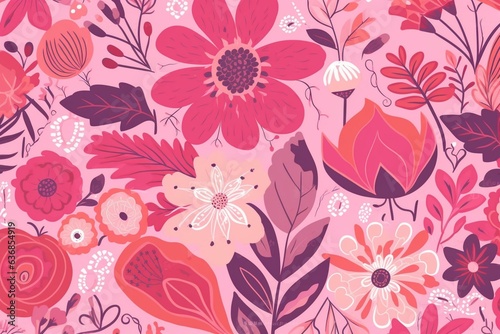 vibrant pink floral pattern. Generative AI