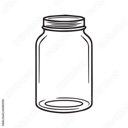 Glass Mason Jar Collect moments not things Ball jar Canning Empty jar with blank label, Hand drawn Glass mason jar outline line art clip art template,Simple flat vector illustration design