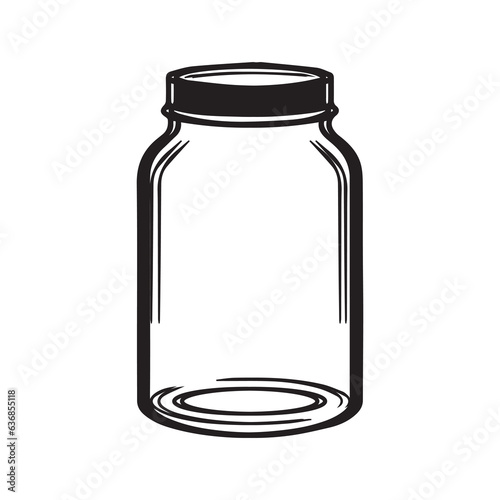 Glass Mason Jar Collect moments not things Ball jar Canning Empty jar with blank label, Hand drawn Glass mason jar outline line art clip art template,Simple flat vector illustration design