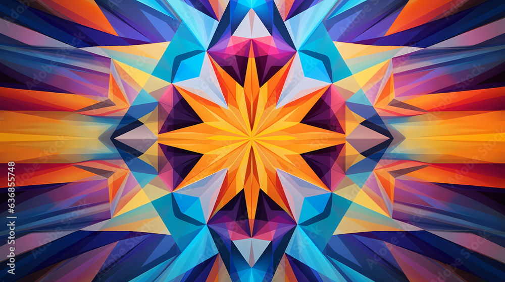 In a kaleidoscope of cool colors, geometric designs evolve autonomously, driven by the heartbeats of advanced AI technologies